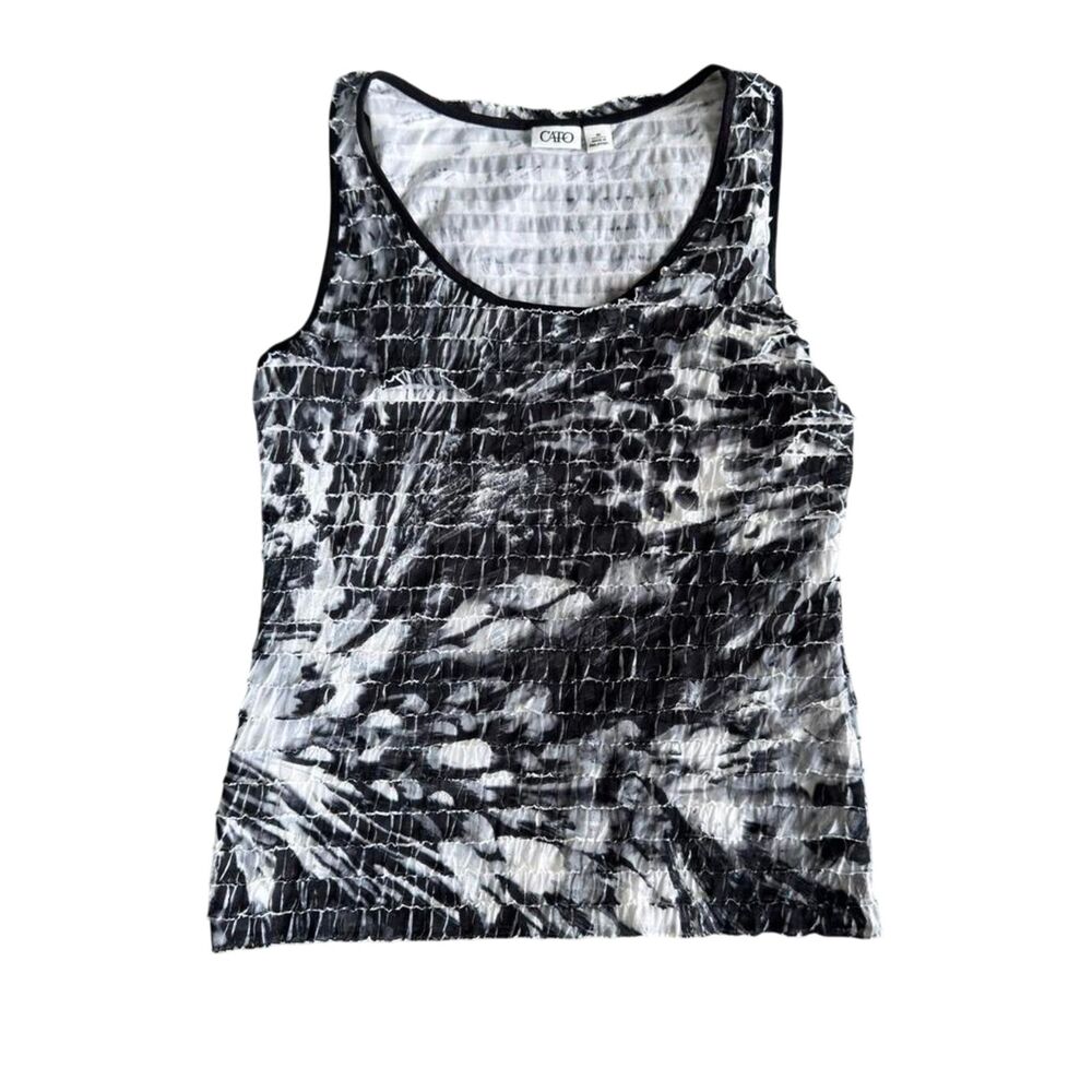 Cato Y2K black white tie-dye ruffle texture grunge tank top Size M
